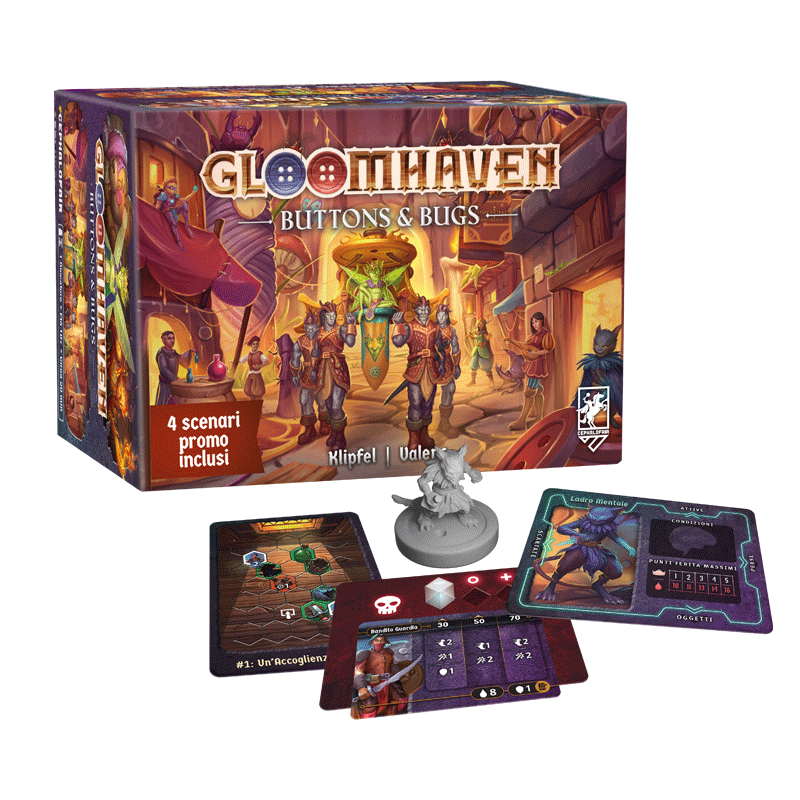 Gloomhaven Buttons & Bugs ita Asmodee Solitario Esperti 3558380127987