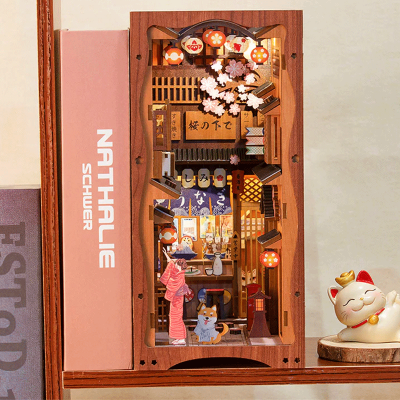 Puzzle 3D Under the Sakura Tree Book Nook Kit CuteBee