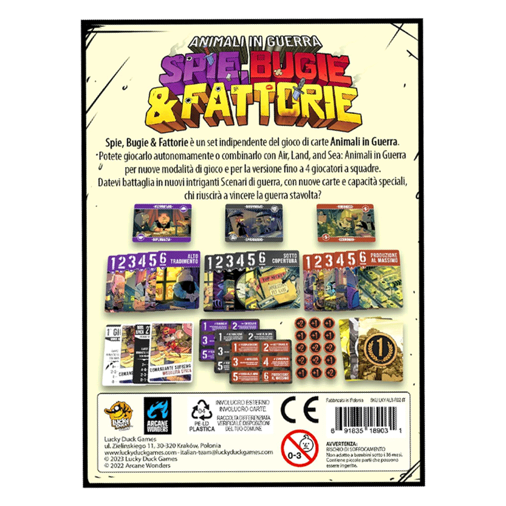 Animali in Guerra - Spie, Bugie e Fattorie Lucky Duck Games Carte Per Due 691835189031