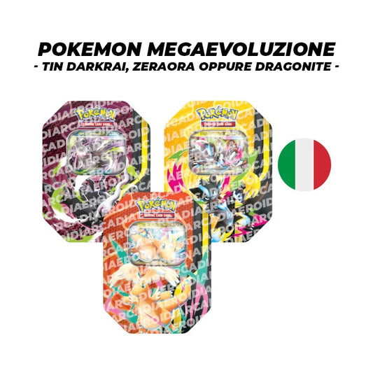 Pokémon Megaevoluzione - Tin MegaDarkrai - MegaZeraora - MegaDragonite